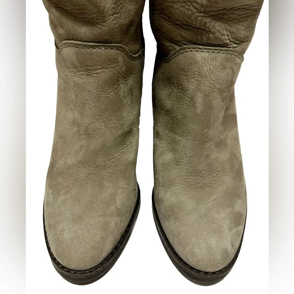Lucky Brand Womens Size 5 Knee High Light Taupe Nubuck Leather Lace Up Boots